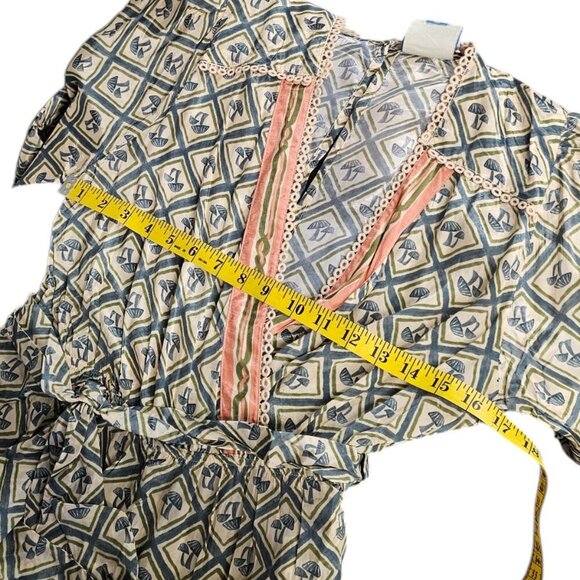 Farm Rio x Anthropologie V-Neck Wide Leg Mushroom Print Jumpsuit Size S, NWT - Picture 6 of 11